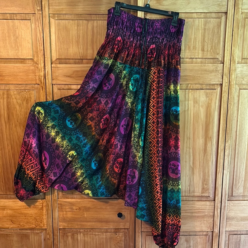 Rainbow color harem pants